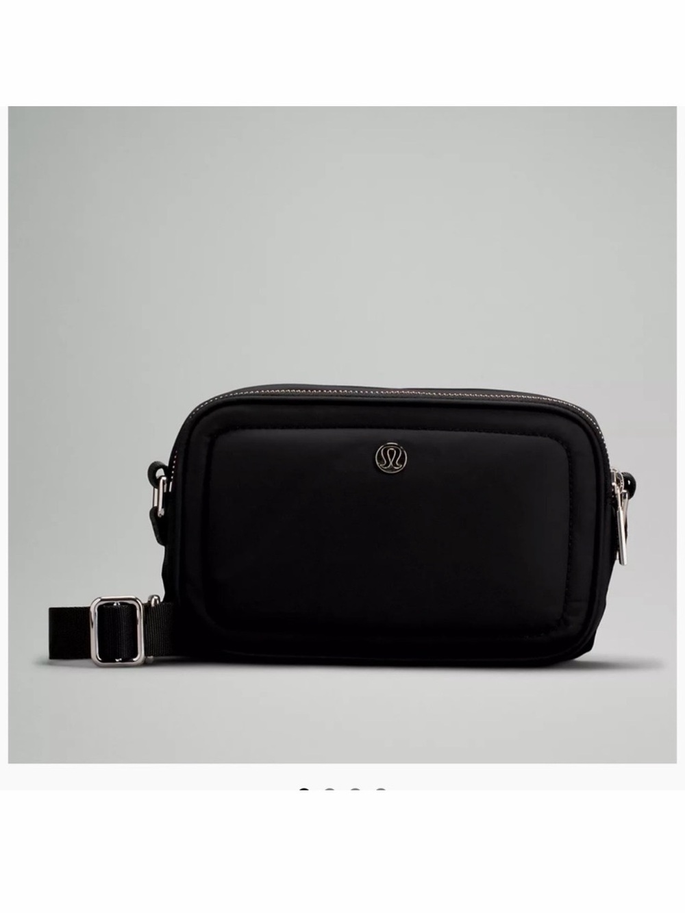 lululemon athletica Black Crossbody Belt Bag with Silver Hardware